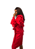 Frill Sleeve Wrap Dress