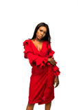 Frill Sleeve Wrap Dress