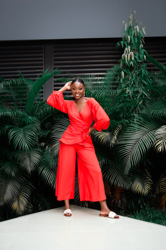 Isla Wrap Top Red